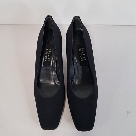 Stuart Weitzman Black Slip-On Block Heel Pumps Size 8B - Picture 3 of 13